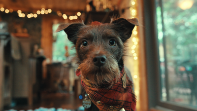 A small black scruffy dog in a home